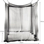 Canopy Bed Curtains Black/White/Beige Elegant Lace Canopy Curtain for Double King Size Bed(Black)