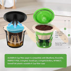 Aussen Disposable Coffee Paper Filters Replacement Kerig Filter Fit All Keurig Single Serve Filter Brands Compatible with Reusable Single Serve Pods Keurig Coffee Maker (Natural with Lid, 300pcs)