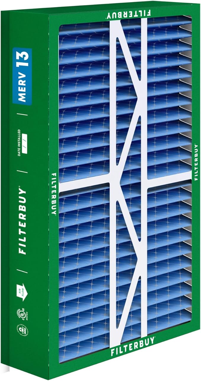 Filterbuy 17.5x27x5 Air Filter MERV 13 Optimal Smoke & Allergy Defense (3-Pack), Pleated HVAC AC Furnace Filters for Trane Perfect Fit & American Standard (Actual Size: 17.13 x 26.13 x 4.97)