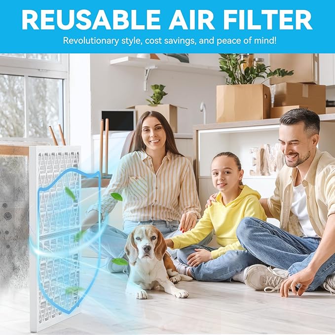 Reusable 12x12x1 Air Filter (MERV 8), 1 Foldable Frame + 6 Refills (Not Individual Filters), Greener HVAC AC Furnace Air Filters MPR 700&FPR 5(Actual Size:11.75"x11.75"x0.75")