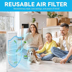 Reusable 14x14x1 Air Filter (MERV 8), 1 Foldable Frame + 6 Refills (Not Individual Filters), Greener HVAC AC Furnace Air Filters MPR 700&FPR 5(Actual Size:13.75"x13.75"x0.75")
