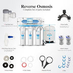 Geekpure 6-Stage Reverse Osmosis RO Drinking Water Filter System with DI Filter TDS to 0-75 GPD