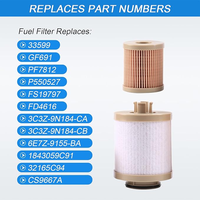 FD4616 Diesel Fuel Filter replacement for 2003-2007 Ford 6.0L F250 F350 F450 F550 Super Duty 2003-2005 Excursion Power stroke includes lower lifter pump and upper fuel bowl filter 3C3Z9N184CB