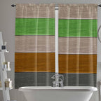 Farm Gray Green Brown Wood Grain Window Valance Curtains, Rustic Wooden Plank Light Filtering Kitchen Valance with 3-inch Rod Pocket for Living Room Bathroom Bedroom,2 Panel,52x72In