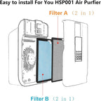 4 Sets Replacement Air Filters for HSP001 Smart True HEPA Purifier, 4 Stage Filtration of Fine Pre-Filter, Activated Carbon, Cold Catalyst and H13 True HEPA Filter
