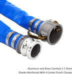 DAVCO 1.5" ID × 100 ft Pool Backwash Hose, Heavy Duty Reinforced Blue PVC Lay Flat Water Discharge Pump Hoses For Swimming Drain Pools and Clean Filters, with Aluminum Camlock C and E Fittings