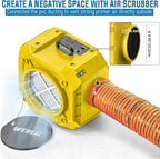 Commercial Air Scrubber, Negative Air Machine with 3-Stage Filtration, Commercial Air Purifier with HEPA/Carbon Filters/MERV-10, Heavy Duty Air Purifier for Industrial and Home, Yellow