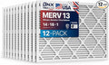 BNX TruFilter 14x18x1 Air Filter MERV 13 (12-Pack) - MADE IN USA - Electrostatic Pleated Air Conditioner HVAC AC Furnace Filters for Allergies, Pollen, Mold, Bacteria, Smoke, Allergen, MPR 1900 FPR 10