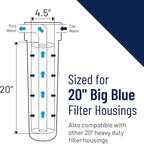 Pentair Pentek DGD-5005-20 Big Blue Water Filter, 20-Inch Whole House Sediment Filter Cartridge Replacement, Dual-Gradient Density Spun Polypropylene, 20" x 4.5", 5 Micron, Pack of 6, White