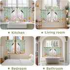 Easter Kitchen Tier Curtains 45 Inch Long 2 Panel Set,Rod Pocket Short Window Treatment,Spring Watercolor Bunny Eggs Wooden Grain Green Light Filtering Curtains & Drapes for Bathroom 27.5"W x 45"L