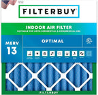 Filterbuy 24x24x2 Air Filter MERV 13 Optimal Smoke & Allergy Defense (1-Pack), Electrostatic Pleated HVAC AC Furnace Filters Replacement, Made in USA (Actual Size: 23.38 x 23.38 x 1.75)