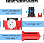 3/8" NPT Industrial Grade 5 Stage Aluminum Air Drying System,Double Coalescing Filter,Particulate Filter,Double Desiccant Dryer and Air Regulator,Manual Drain For Plasma Cutter and Paint Spray