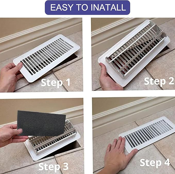 Air Vent Filter 4 x 12 Inch Activated Charcoal, Air Vent Floor Heater Carbon Pre-Filter Sheet 4x12 Inch Work for Home Air Purifier, Register, Ceiling 4" x 12" 14-Pack (Black) Hoctsom