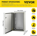 VEVOR NEMA Steel Enclosure, 24 x 16 x 10'' NEMA 4X Steel Electrical Box, IP66 Waterproof & Dustproof, Outdoor/Indoor Electrical Junction Box, with Mounting Plate