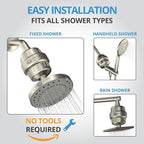 weAQUA Heavy Duty Shower Filter Family 2 PACK – 99% Removal for Hard Water, Chlorine, Fluoride, Heavy Metals, Micro-life, Organics and More (Brushed Nickel)