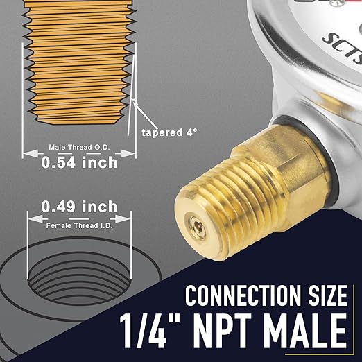 2-1/2" Dial Size, -30 inHg-0 Pressure Gauge, Glycerin Liquid Filled, 1/4" NPT Lower Mount, Stainless Steel Case, for Air Conditioning Line, Tank, Air Pump, HVAC, Pipe, Vacuum Pressure Test