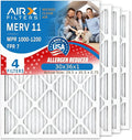 AIRX FILTERS WICKED CLEAN AIR 30x36x1 Air Filter 4-Pack MERV 11 Electrostatic Pleated AC Furnace Filter