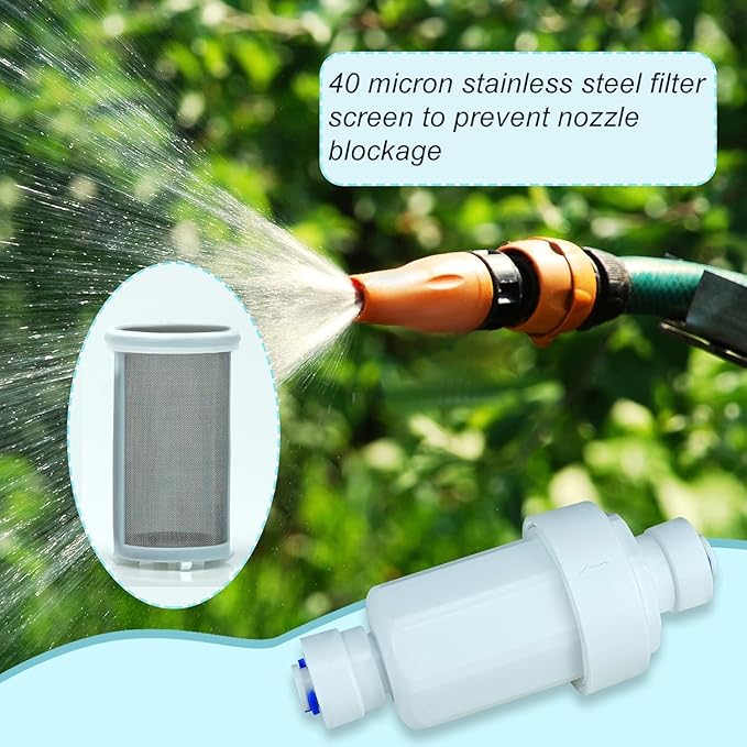Misting System Water Filter Filter for 3/8 Garden Hose Hard Water Filter Misting System Protector Prevent Blockage 100 Mesh Outdoor Cooling System Patio Outdoor 2 Pieces
