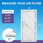 LotFancy 10x20x1 Air Filter MERV 11 4-Pack, Electrostatic Pleated AC Furnace Air Filter, Captures Dust, Smog & Pet Dander, Actual Size: 9.75"x19.75"x0.75"