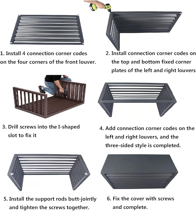 Aluminum Outdoor Condenser Protective Cover, freestanding Enclosure to Cover Garbage Or Ac Units, beautiful and durable appearance, suitable for gardens, balconies, walls, courtyards ( Color : THREE-W