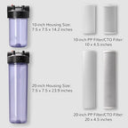 Airthereal Whole House Water Filter Housing, Sediment Filter for Well and City Water, 20"x4.5" Sediment Water Filter Cartridges with 3/4" NPT Port, Pre-Filtration System Includes 1-Pack CTO Filter