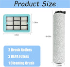 Replacement Brush Rollers and Filters for Bissell CrossWave HF2/3845N/3831 Floor Scrubber Wet-Dry Vacuum Cleaner, 2 Roller Brushs, 2 Filters, 1 Cleaning Brush