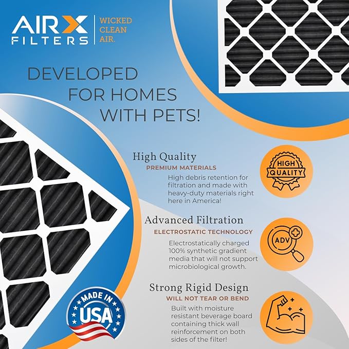 AIRX FILTERS WICKED CLEAN AIR. 12x18x1 Air Filter Odor Eliminator Carbon Filter MERV 7 AC HVAC Furnace Filters 6 Pack