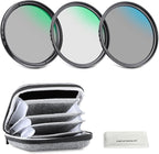 Neewer 55mm UV/CPL/ND Lens Filter Kit with Hard Shell Storage Case, Multicoated Optical Glass & Aluminum Alloy Frame, UV + Circular Polarizer (CPL) + Neutral Density (ND4) Filter for Camera Lens