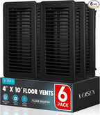 VOISEN Floor Register 4x10, 6 Pack Black Floor Vent Covers, Heavy Duty Steel Walkable Floor Vents,Vent Covers for Home Floor