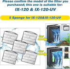 TARARIUM Turtle Tank Filters Material 5PCS Low Water Level Filters Replacement Aquarium Filters for IX-120 Filter & IX-120 U-V