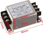 Single-Phase Two-Stage Power Supply Filter for Industrial Equipment — Conducted Noise Suppressor, Compact Chassis Mount, Alloy Housing, 250V, 3A/6A/10A/20A(20A)