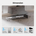 Under Cabinet Range Hood 36 Inch, 980CFM Fast Venting Kitchen Hood With 3 Speed Gesture Sensing & Touch Control, Stainless Steel Stove Hood With LED Light And 2 Baffle Filters