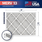 BNX TruFilter 14x18x1 Air Filter MERV 13 (12-Pack) - MADE IN USA - Electrostatic Pleated Air Conditioner HVAC AC Furnace Filters for Allergies, Pollen, Mold, Bacteria, Smoke, Allergen, MPR 1900 FPR 10