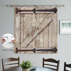 Farmhouse Wood Grain Bathroom Curtains 63 Inch Length, Window Curtains Tab Top, Vintage Country Barn Gate Brown Light Filtering Window Treatments Drapes 52"x63" 2 Panel