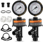98209800 High Flow Manual Relief Valve/Air Relief Manual Valve Assembly with Pressure Gauge, Replacement for Pool and Spa Filter (2 PACK-98209800)