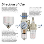 Air Pressure Regulator with Pressure Gauge(0-150PSI),Water Separator for Air Compressor Semi-Auto Drain 1/4 NPT Threaded Interface