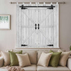 Farmhouse Wood Grain Living Room Curtains 84 Inch Length, Window Curtains Tab Top, Vintage Country Barn Gate Grey Light Filtering Window Treatments Drapes 42"x84" 2 Panel