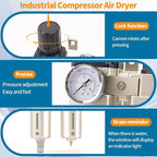 3/4" NPT Industrial Grade 3 Stage Air Compressor Drying System, 0-240 PSI, Particulate & Coalescing Filters, Auto Drain Air Compressor Water Separator System Filter Oil for Paint Spray＆ Plasma Cutter