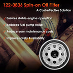 122-0836 Oil Filter │Replacement For RV QG 5500/7000 Series HGJAA HGJAB HGJAC Spin-on │Replaces# 01220836, B7238, PH2875, PH10027