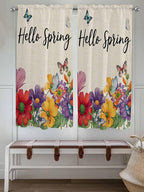 Spring Flowers Living Room Curtains 72 Inches length, Farmhouse Vintage Country Colorful Floral Window Treatment Curtain Drapes, Light Filtering Drapes for Bedroom Laundry Room, 52"x72", 2 Panels