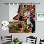 Farm Cows Living Room Curtains 84 Inch Length, Window Curtains Tab Top, Farmhouse Barn Funny Animals Butterfly Light Filtering Window Treatments Drapes 42"x84" 2 Panel