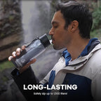 Survimate 5-Stage 0.01μm Ultra-Filtration Filtered Water Bottle, BPA-Free Material, NSF/ANSI 42&372 Certified, Portable Water Filter Bottle for Survival, Camping, Hiking, and Emergency Use