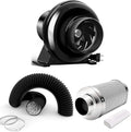 iPower 4" 195 CFM Inline Fan with Upgrade Air Carbon Filter, 8 FT Black Ducting, Ventilation System for Grow Tent, Hydroponics, Air Circulation