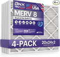 BNX TruFilter 20x24x2 Air Filter MERV 8 (4-Pack) - MADE IN USA – Dust & Pet Defense Electrostatic Pleated Air Conditioner HVAC AC Furnace Filters for Dust, Pet, Mold, Pollen MPR 600 – 700 & FPR 5