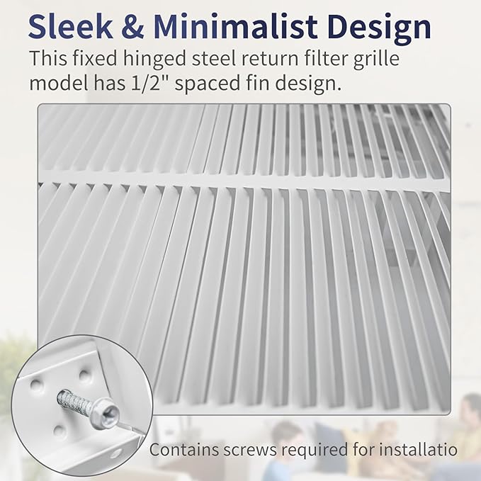 24"W x 12"H [Duct Opening Size] Steel Return Air Filter Grille - Removable Face/Door for 1 inch Filters -HVAC Vent Cover Grill - White [Outer Dimensions: 26 5/8"W X 14 5/8"H]