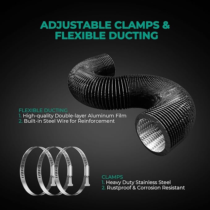 MARS HYDRO 6 Inch Inline Fan and Filter Kit, Duct Fan with with Temperature and Humidity Controller, 402 CFM Quiet & Efficient Exhaust Fan for Grow Tents Hydroponics