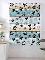 Sheer Curtains 72 Inches Long, Blue Beige Paw Print Semi Sheer Curtains Light Filtering Window Treatment, Vintage Farmhouse Country Wood Grain Privacy Voile Drapes for Living Room Bedroom 52x72 Inch