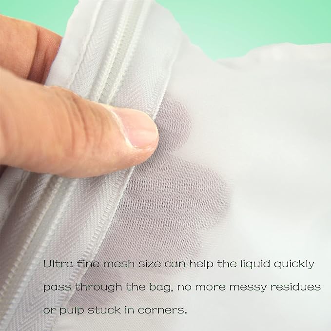 WMKGG Ultra Fine Reusable Filter Bags with Stainless Steel Handle for Nut Milk, Coffee, Milk, Butter, Juices and Fresh Cheese