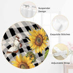 Sunflowers Bedroom Curtains 72 Inch Length, Window Curtains Tab Top, Yellow Flowers Butterfly Farmhouse Black Plaid Light Filtering Window Treatments Drapes 52"x72" 2 Panel