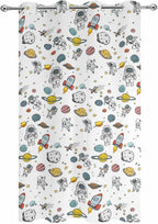 Cartoon Space Outdoor Curtains for Patio Astronauts Spacecraft Rockets Waterproof Outside Curtains with Grommet Top Weatherproof Curtain for Cabana Pergola Gazebo, 1 Panel, 54" W x 84" L